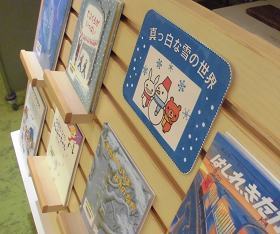 中央館1月『真っ白な雪の世界』のテーマ展示の様子