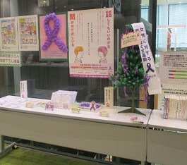 中央館「女性に対する暴力をなくす運動」展示の様子